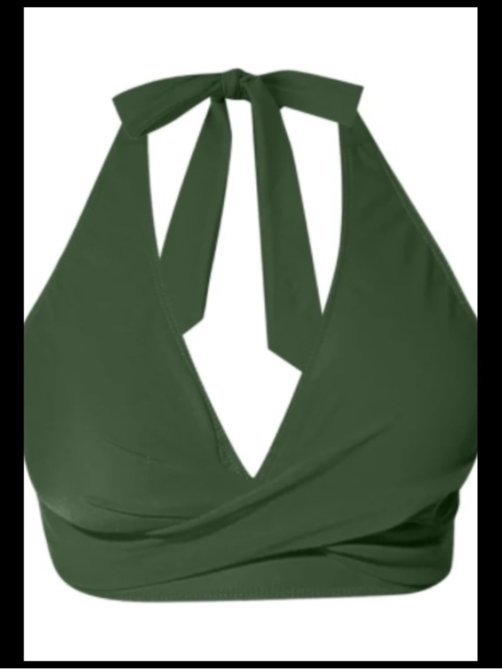 Women’s Olive Green Halter Wrap Swim Top and High-Waist Bottoms51 - Picture 4 of 6